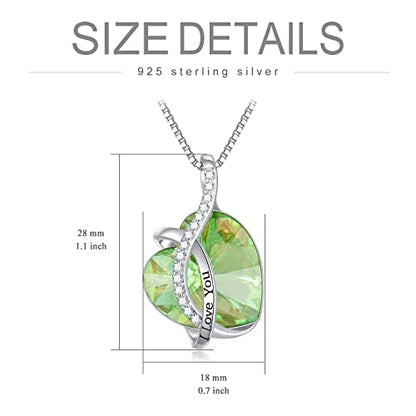 AOBOCO I Love You Sterling Silver 12 Birthstone Heart Pendant Necklace Embellished with Crystals from Austria, Mother's Day Anniversary Birthday Jewelry Christmas Gifts for Women Grandma Nana - color: I-August