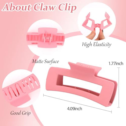 YISSION Claw Clip and Satin Scrunchie Set, 2 Pack Light Pink Hair Accessories, No Damage Hair Ties Non Slip Large Hair Clips for Women Girls Thick Thin Hair Daily Wear Party Wedding - color: Pink