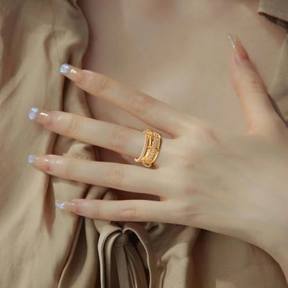 Gold Stackable Rings for Women Non Tarnish, Dainty Stackable 18k Gold Plated CZ Cubic Zirconia Rings, Gold Knuckle Women Rings Set - color: G1, size: 5