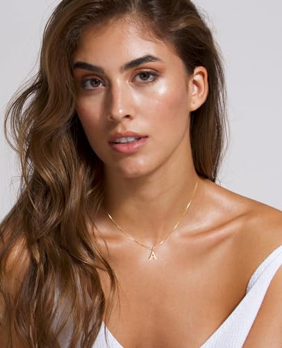 Foxgirl Gold Initial Necklaces for Women, Dainty Gold Letter Necklace Tiny A-Z Pendant Choker Necklace Trendy Cute Personalized Monogram Name Necklace Gold Jewelry Necklace for Women Gift | Tiny Letter Pendant on a Dainty Choker Chain, Personalized Everyd