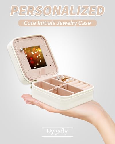 Uygafly Gifts for Teen Girl Trendy Stuff,Birthday Gift for 5 6 7 8 9 10 11 12 13 14 15 Year Old Girls,Cute Travel Jewelry Case Small Box | Cream,S - color: Cream, style: S