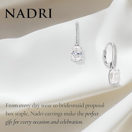 NADRI Cushion Cut CZ Leverback Earrings - color: Oval - Rhodium