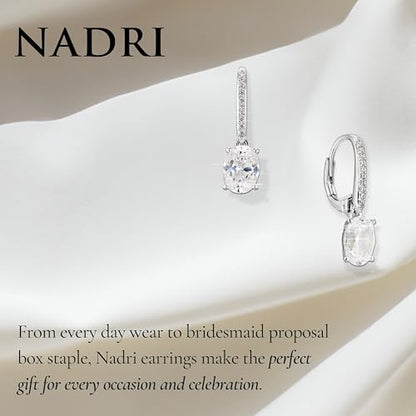 NADRI Cushion Cut CZ Leverback Earrings - color: Oval - Rhodium