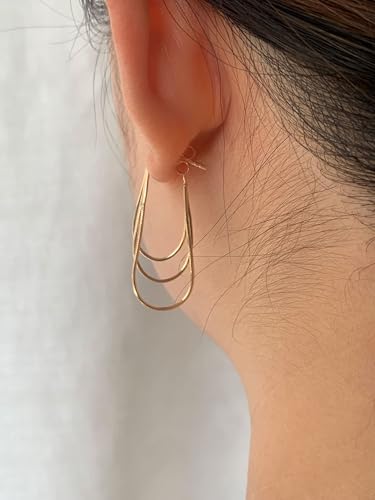 Tassel Earrings for Women Gold Plated Silver Chain Earrings Dainty Minimalist Dangle Drop Studs - color: E-Gold with Three Chains