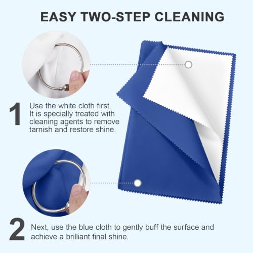 SEVENWELL Silver Polishing Cloth, 2PCS Large Jewelry Cleaning Cloths | Dual-Layer Cleaning, Large 10" × 12", Reusable, Removes Tarnish, Restores Shine, For Sterling Silver, Gold & Platinum - color: Dark Blue
