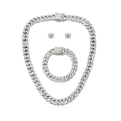 Luxval Tennis Necklace 14K Gold Plated Rhinestone Butterfly Choker Necklaces for women Dainty Zirconia Cut Faux Diamond chain 3mm - color: Cuban-3sets
