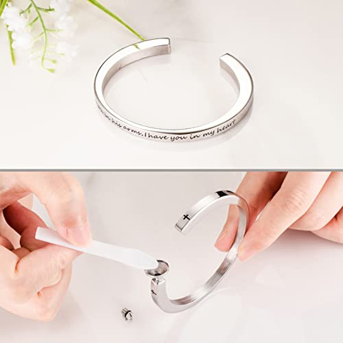 Dletay Urn Bracelet Cremation Bracelet for Ashes Memorial Ashes Bracelet Openable Cuff Bangle Bracelet - color: Cross Silver