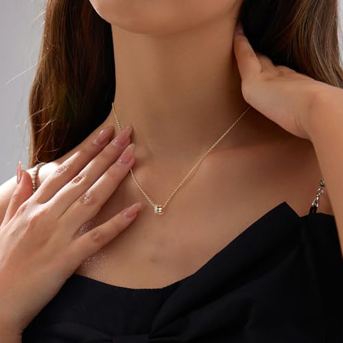 Luxval Diamond Pendant Gold Necklace for Women，Dainty 18k Gold Plated Choker Necklaces Simple Gold Jewelry Gifts for Women - color: Gold-rondelle