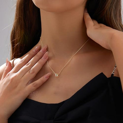 Luxval Diamond Pendant Gold Necklace for Women，Dainty 18k Gold Plated Choker Necklaces Simple Gold Jewelry Gifts for Women - color: Gold-rondelle