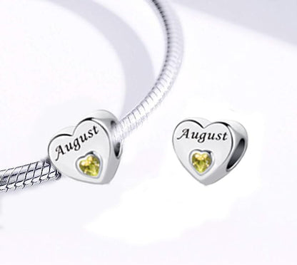 January-December 12 Months Colors Birthstone Crystal Happy Birthday Heart Charms For Charm Bracelets Necklace - color: May