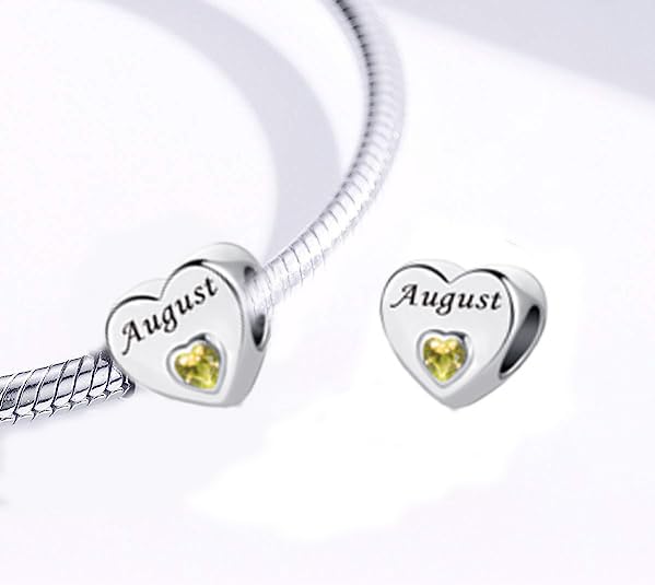 January-December 12 Months Colors Birthstone Crystal Happy Birthday Heart Charms For Charm Bracelets Necklace - color: January