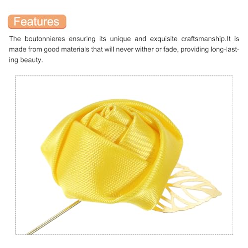 MECCANIXITY Groom Boutonnieres Rose Boutonnieres Pins for Wedding - color: Yellow
