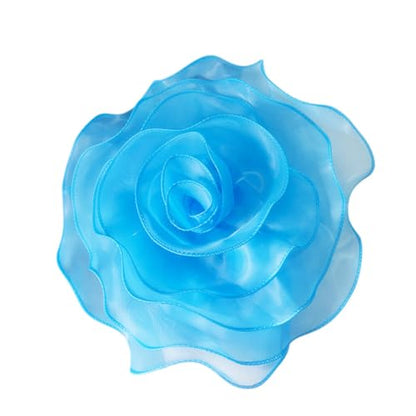 10inch Extra Large Flower Brooch Pin for Women Fashion Dainty Organza Satin Fabric Big Camellia Brooches Lapel Pins Wedding Dance Party Dress Accessories Exaggerated Jewelry Gift - color: 10 inch Turquoise