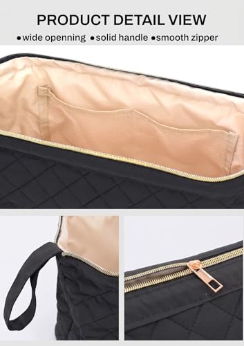 TeeYee Nylon Hair Tools Travel Bag for Dyson Airwrap Quilted Toiletry Bag | Travel Storage Bag for Shark Flexstyle/Curling Iron,Water-repellent,Wide-open,Well-structured,Heat-safe lining,001black - color: Black