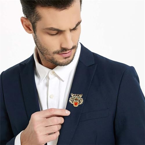 Luxury Crystal Tiger Brooch Pins for Women Men Vintage Gold-Tone Climbing Black Spots Leopard Brooch Fashion Panther Cougar Pin Suit Jackets Coat Animal Jewelry Gift - style: Tiger