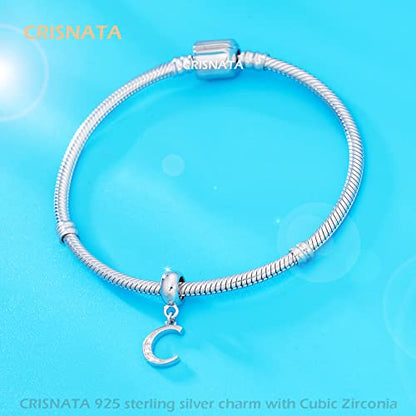 26 Letter Pendant Charms, Polished 925 Sterling Silver Complete Initial A-Z Dangling CZ Stone Alphabet Beads, fits European Bracelet Necklace, Gift for Mother/Father/Daughter/Son/Sister/Aunt - color: Letter C CZ Pendant Charm