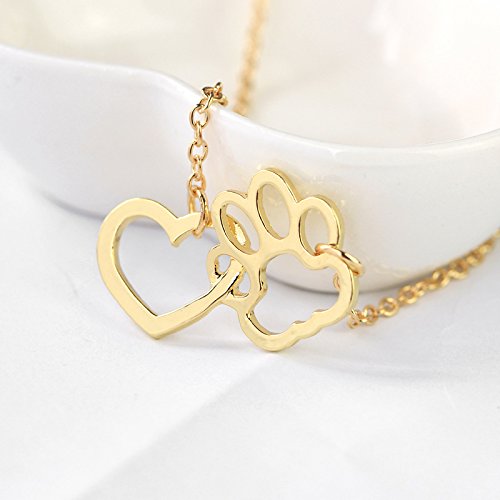 Sisadodo Paw Print Necklace for Women Girls Dog Cat Pet Footprints Choker Necklace Jewelry for Birthday Christmas Gifts Gold
