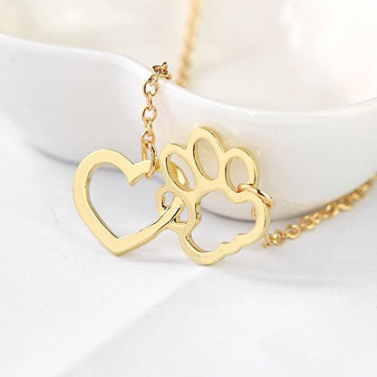 Sisadodo Paw Print Necklace for Women Girls Dog Cat Pet Footprints Choker Necklace Jewelry for Birthday Christmas Gifts Gold