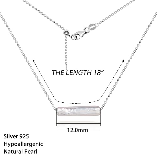 925 Sterling Silver Dainty Freshwater Cultured Pearl Choker Necklace White Genuine Real Pearl Charm Necklaces Jewelry Gifts for Her - color: Baroque-Long-Silver