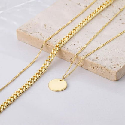 Gold Neklace Stack Dainty Gold Herringbone Necklace for Women Layered Paperclip Chain Necklaces Rhinestone Drop Simple Jewelry Gifts for Women - color: B2：coin pendant