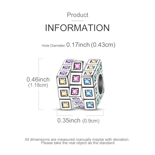 NARMO 925 Sterling Silver Charm Bead for Bracelets Silver Charms for Women - color: Rubik's Cube