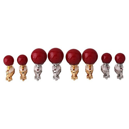 1-5 Pairs Pearl Clip on Earrings for Women Non Piercing Earrings Set Hypo-Allergenic Earrings - color: 4 Pairs Red Clip-ons