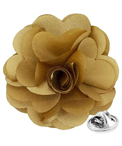 Premium Men's Formal Solid Color Flower Lapel Pin - Boutonniere for Men, Brooch Pin - color: Tan