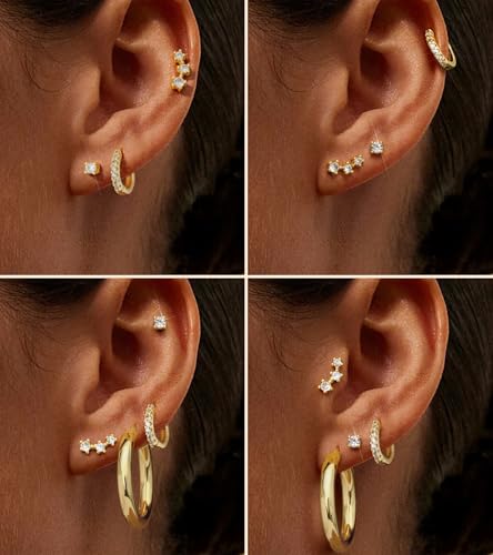 Gold Hoop Earrings for Women Chunky Hoops 14K Gold Plated Thick Hollow Tube Lightweight Earrings for Mother Birthday Gifts 20/25/30/40/50MM - color: Gold-30mm+8mm+stud
