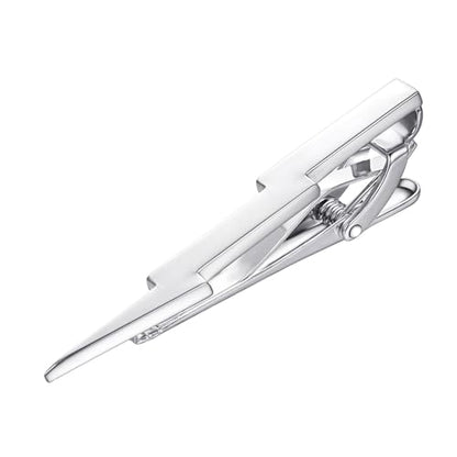 Yoursfs Lightning Bolt Tie Clip for Men Unique 316L Stainless Steel Novelty Tie Bar Super Hero Cool Tie Clips for Valentine's Day Gifts - color: Silver