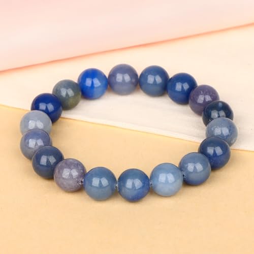 LPBeads Handmade Natural Gemstone Stretch Elastic Bracelet Healing Crystal Round Stone Beads Jewelry Gifts for Women Men - color: Blue Aventurine, size: 10mm