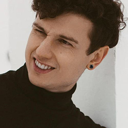 Top Plaza Stainless Steel Stud Earrings, CZ Earring Set for Women Men | Hypoallergenic Stud Earrings Round Cubic Zirconia Earrings Set of 5, 3mm-8mm Daily Studs - color: Black