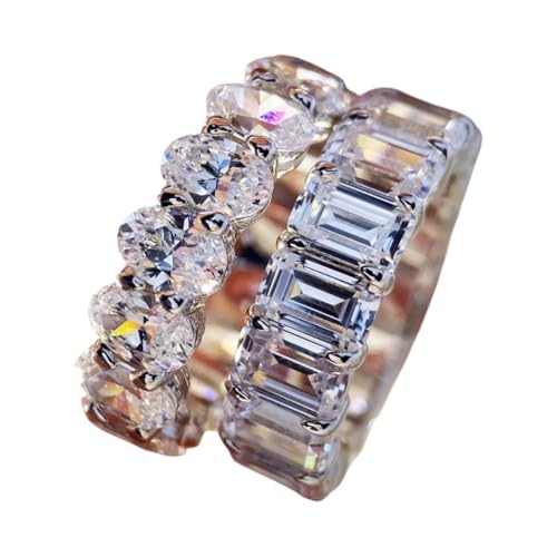 New For Fashion Simulation Rectangular Oval Diamond Row Rings Women's Wedding Ring Tail Ring