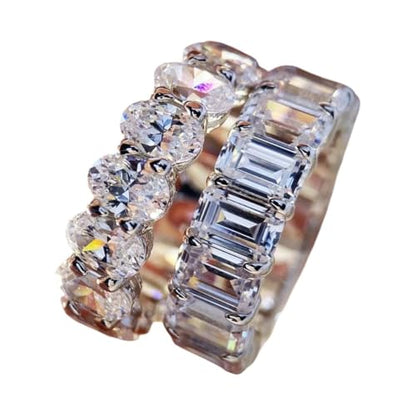New For Fashion Simulation Rectangular Oval Diamond Row Rings Women's Wedding Ring Tail Ring