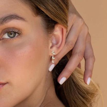 Gold Earrings for Women, 14K Gold Plated Tassel Dangle Earrings for Women Trendy Hypoallergenic Long Chain Earring Dainty Pearl Drop Earrings Elegant Wedding Earring Fashion Jewelry for Womens - color: butterfly earrings