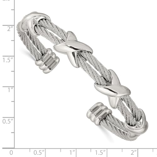 Chisel Cable X Design Cuff Bangle in Stainless Steel, 10mm