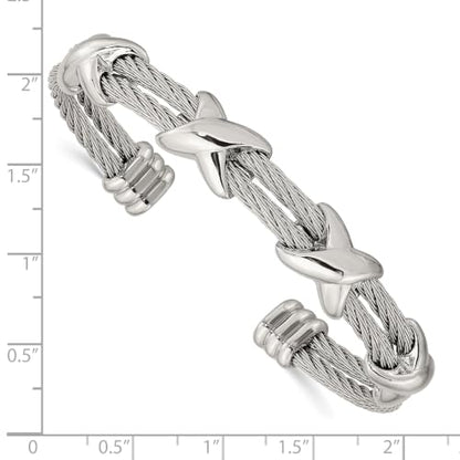 Chisel Cable X Design Cuff Bangle in Stainless Steel, 10mm