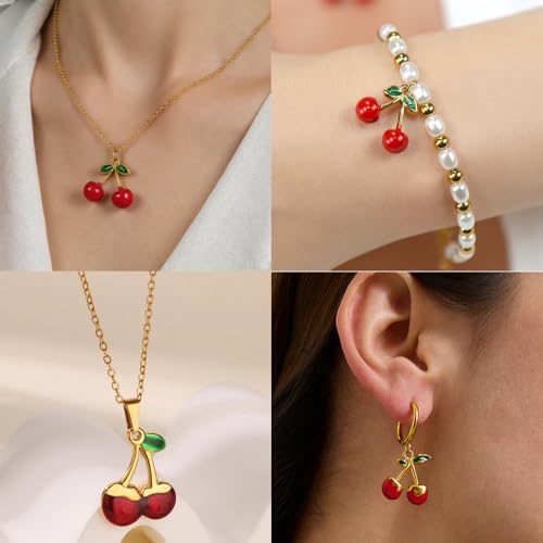 Multiple Shapes Pendant Fruit Charms For Jewelry Making Cute 3D Strawberry Charms For Bracelets Flatback Cherry Charm Kawaii Metal Fruits Strawberries Cherries Pendants Earring Necklace Jewelry Charms