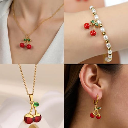 Multiple Shapes Pendant Fruit Charms For Jewelry Making Cute 3D Strawberry Charms For Bracelets Flatback Cherry Charm Kawaii Metal Fruits Strawberries Cherries Pendants Earring Necklace Jewelry Charms