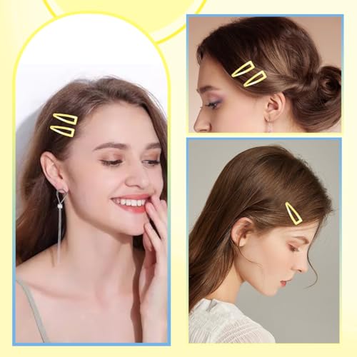 20 Pcs Snap Hair Clips for Women Snap Hair Barrettes Double Grip Hair Clips 3 Prong Clips for Hair Barrettes for Women Girls (Light Yellow) - color: Light Yellow