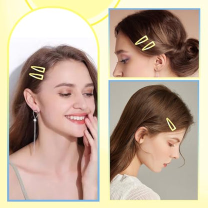 20 Pcs Snap Hair Clips for Women Snap Hair Barrettes Double Grip Hair Clips 3 Prong Clips for Hair Barrettes for Women Girls (Light Yellow) - color: Light Yellow