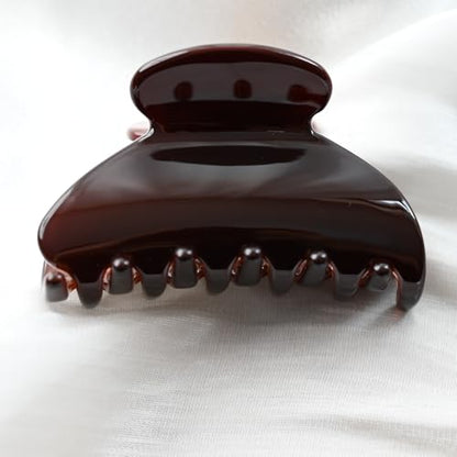 Handmade Celluloid Acetate French Design Barrettes Tortoise Shell Claws Hair Claw Luxury Fashion Accessories Hair Clip for Women (chocolate) - color: chocolate