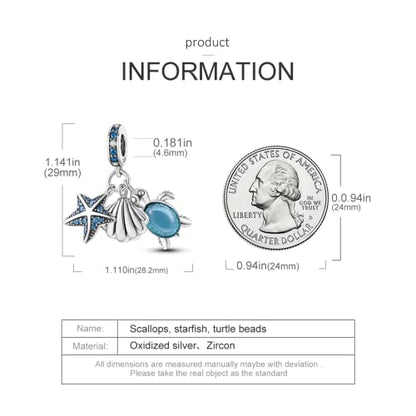 925 Sterling Silver Charm for Bracelet Necklace Women Dangle Pendant Beads | Love Faith Mom Ocean travel Butterfly Party Charm Beads Pendants DIY Jewelry Gift - color: Scallop Starfish Turtle Charms