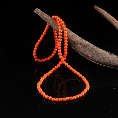 COLORFUL BLING 8MM Natural Wood Bead Necklace Africa Wooden Chain Statement Unisex Chunky Strand Necklaces Hip Hop Jewelry - color: orange