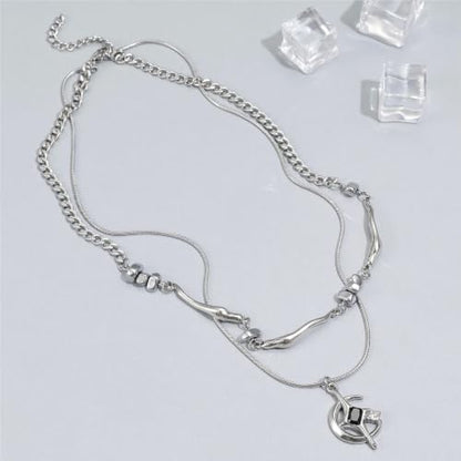 Gothic Cross Star Necklace For Men Women Silver Stainless Steel Cuban Link Paperclip Figaro Bead Chain Punk Kpop Y2k Goth Irregular Layered Cross Pendant Necklace Non Tarnish Jewelry Gift - color: Silver L