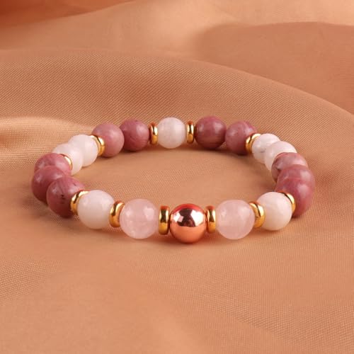 KSQS Healing Stone Bead Bracelet for Women, Natural Gemstones Balance Protection Bracelet, Spiritual Crystal Beads Bracelet Anxiety Relief with Meaning Card - color: Healthy Pregnancy-2