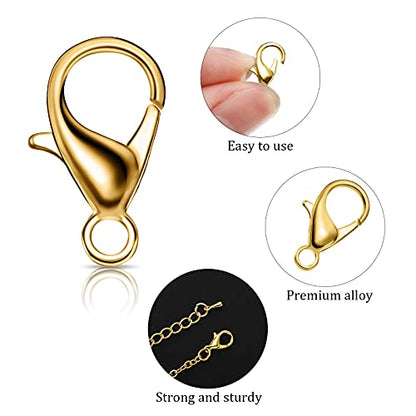 600 Pieces Lobster Clasps and Open Jump Rings Set Lobster Claw Clasps and Closures for Jewelry Making and Bracelets Bracelet Hooks Jewelry Clips(Gold) - color: Gold