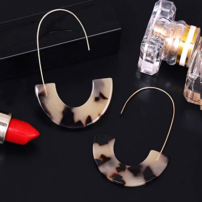 Acrylic Earrings Statement Tortoise Hoop Earrings Resin Wire Drop Dangle Earrings Fashion Jewelry For Women - color: B Leopard