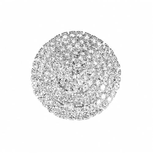 Rhinestone Finger Ring for Women Sparkly Crystal Butterfly Flower Leaf Adjustable Statement Chain Rings Punk Jewelry - color: Silver Round