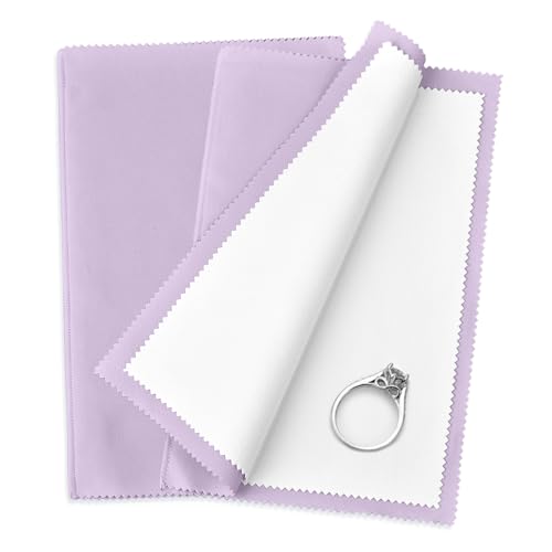 SEVENWELL Silver Polishing Cloth, 2PCS Large Jewelry Cleaning Cloths | Dual-Layer Cleaning, Large 10" × 12", Reusable, Removes Tarnish, Restores Shine, For Sterling Silver, Gold & Platinum - color: Purple