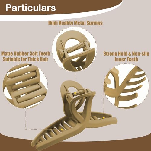 Extra Large Hair Claw Clips for Thick Hair, Big Non-Slip Claw Clips for Women, 5 Pack 5.1" Jelly & Matte Hair Clips for Long Hair (Oval-A 5pcs 5.1") - color: Oval-A 5pcs 5.1"